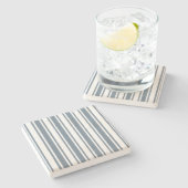 Blauwgrijze strepen en witte snoepjes stenen onderzetter (Zijkant)