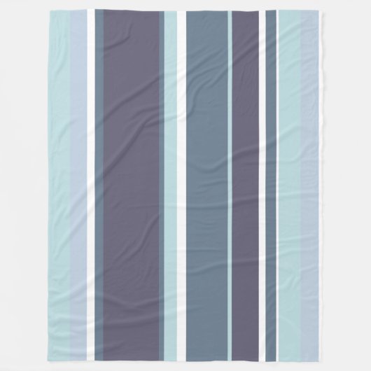 Blauwgrijze strepen fleece deken (Voorkant)