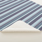 Blauwgrijze strepen sherpa deken (3/4)