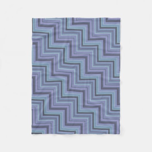 Blauwgrijze strepen trappelpatroon fleece deken (Voorkant)