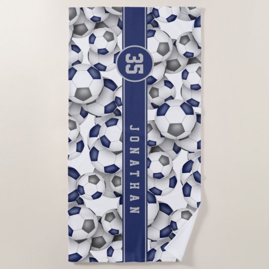 Blauwgrijze teamkleuren voetballen strandlaken (Voorkant)