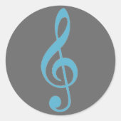 Blauwgrijze treble clef muziek stickers (Voorkant)