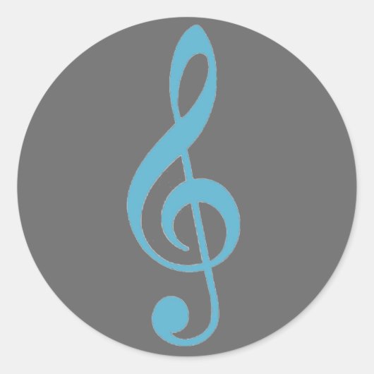 Blauwgrijze treble clef muziek stickers (Voorkant)