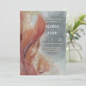 Blauwgrijze Waterverf en rode goudvis bruiloft Kaart (Staand voorkant)