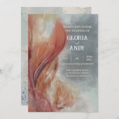 Blauwgrijze Waterverf en rode goudvis bruiloft Kaart (Voorkant / Achterkant)