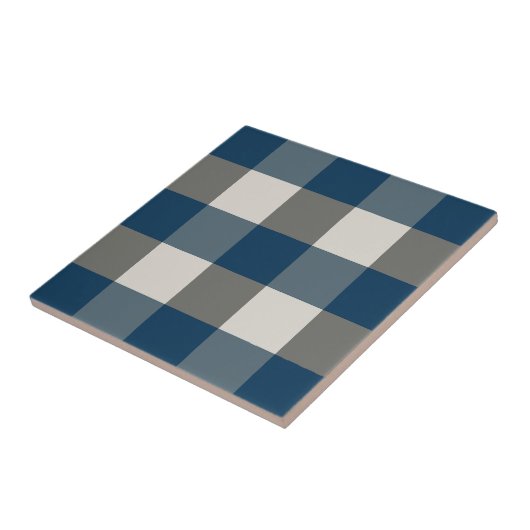 Blauwgrijze witte buffelcheque tegeltje (Zijkant)