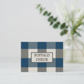 Blauwgrijze witte buffelcheque visitekaartje (Staand voorkant)