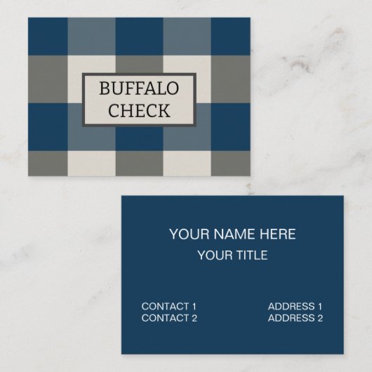 Blauwgrijze witte buffelcheque visitekaartje (Voorkant / Achterkant)