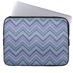 Blauwgrijze zigzagstroken laptop sleeve