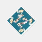 Blauwgroen 12e verjaardag Foto Collage Yellow Flow Servet (Hoek)