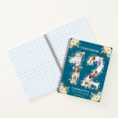 Blauwgroen 12e verjaardag Foto Geel Vloergastboek Notitieboek (Binnen)