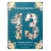 Blauwgroen 13e verjaardag Foto Gele Vloer Gastboek Notitieboek (Voorkant)