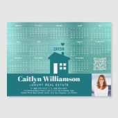 Blauwgroen 2026 Kalender Realtor Foto QR Code Magn (Voorkant)