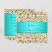 Blauwgroen 25e verjaardagsfeestuitnodiging Blauwgr Kaart (Voorkant / Achterkant)