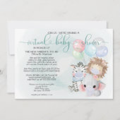 Blauwgroen 3 Kute Animals in Maskers Virtueel Baby Kaart (Voorkant)