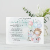 Blauwgroen 3 Kute Animals in Maskers Virtueel Baby Kaart (Staand voorkant)