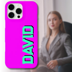 Blauwgroen 3D Black Modern naam   Grappige Neon Ma iPhone 16 Pro Max Hoesje