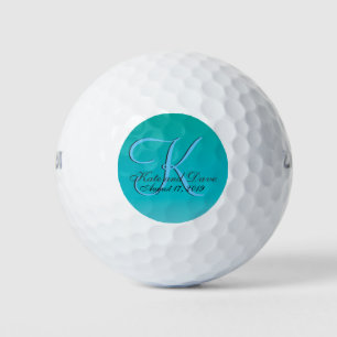 Blauwgroen 3D Monogram Bruiloft gunst Golfballen
