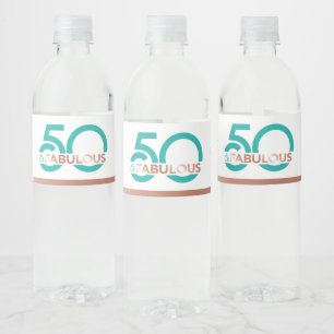 Blauwgroen 50 Fabulous 50-jarig label voor water o Waterfles Etiket