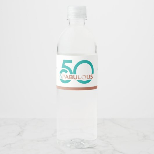 Blauwgroen 50 Fabulous 50-jarig label voor water o Waterfles Etiket (Voorkant)