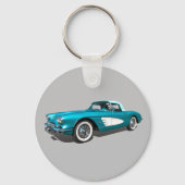 Blauwgroen 59 Corvette aanpasbare achtergrond Sleutelhanger (Voorkant)