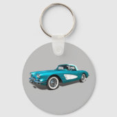 Blauwgroen 59 Corvette aanpasbare achtergrond Sleutelhanger (Achterkant)
