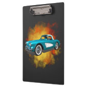 Blauwgroen 59 Corvette Car Red Explosion-achtergro Klembord (Links)