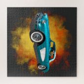 Blauwgroen 59 Corvette Car Red Explosion-achtergro Legpuzzel (Horizontaal)