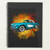 Blauwgroen 59 Corvette Car Red Explosion-achtergro Planner (Voorkant)