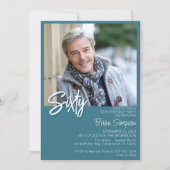 Blauwgroen 60e verjaardag foto kaart (Voorkant)