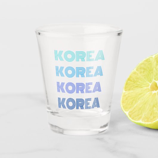 Blauwgroen aan Blue Korea Soju Shot Glas (Voorkant)