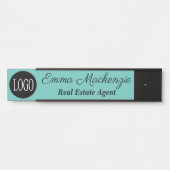 Blauwgroen Aangepaste Logo Professionele Kantoor D Deurbordje (Voorkant)