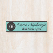 Blauwgroen Aangepaste Logo Professionele Kantoor D Deurbordje (Voorkant)