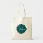 Blauwgroen aangepaste monogram Canvas tassen (Voorkant)