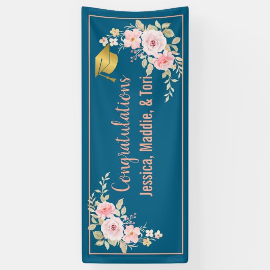 Blauwgroen Aangepaste Naam Afstuderen Banner (Verticaal)