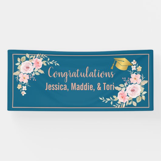 Blauwgroen Aangepaste Naam Afstuderen Banner (Horizontaal)
