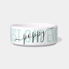 Blauwgroen aangepaste naam modern grafisch script  voerbakje