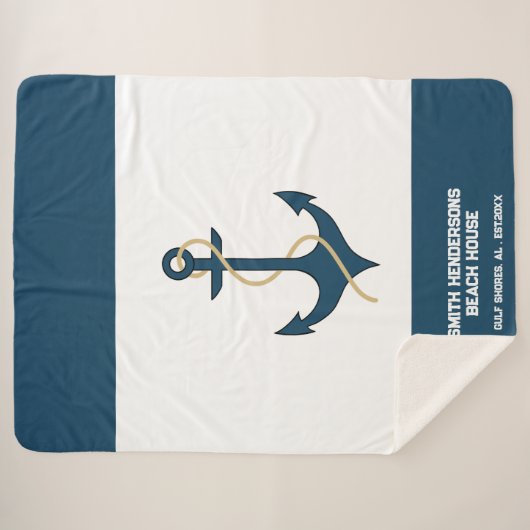 Blauwgroen aangepaste nautische sherpa deken