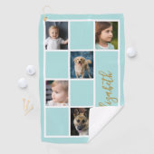 Blauwgroen Aangepaste Sjabloon Familiefoto's Golfhanddoek (Insitu)