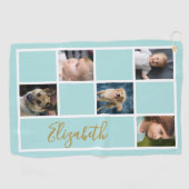 Blauwgroen Aangepaste Sjabloon Familiefoto's Golfhanddoek (Horizontaal)