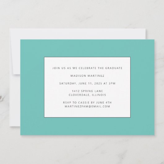 Blauwgroen aankondiging Afstuderen Afstuderen (Achterkant)