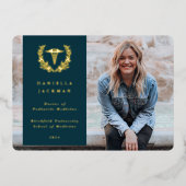 Blauwgroen aankondiging van het medisch Afstuderen (Voorkant)