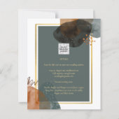 Blauwgroen AARDE TONEN WEDDING INVITE QR Code (Achterkant)