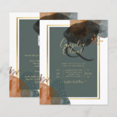 Blauwgroen AARDE TONEN WEDDING INVITE QR Code (Voorkant / Achterkant)