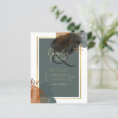 Blauwgroen AARDE TONEN WEDDING INVITE QR Code (Staand voorkant)