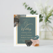 Blauwgroen AARDE TONEN WEDDING INVITE QR Code (Staand voorkant)