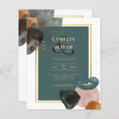 Blauwgroen AARDE TONEN WEDDING INVITE QR Code (Voorkant / Achterkant)