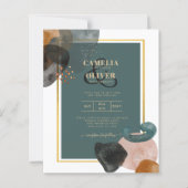 Blauwgroen AARDE TONEN WEDDING INVITE QR Code (Voorkant)