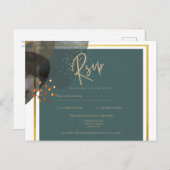Blauwgroen AARDE TONEN WEDDING INVITE QR Code Briefkaart (Voorkant / Achterkant)