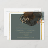 Blauwgroen AARDE TONEN WEDDING INVITE QR Code Briefkaart (Voorkant / Achterkant)